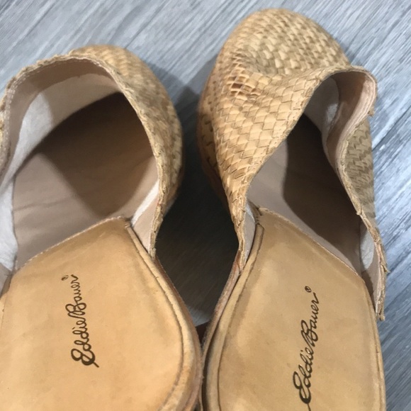 Eddie Bauer Braided Leather Wedge Natural Leather Mules size 12M - Picture 6 of 10